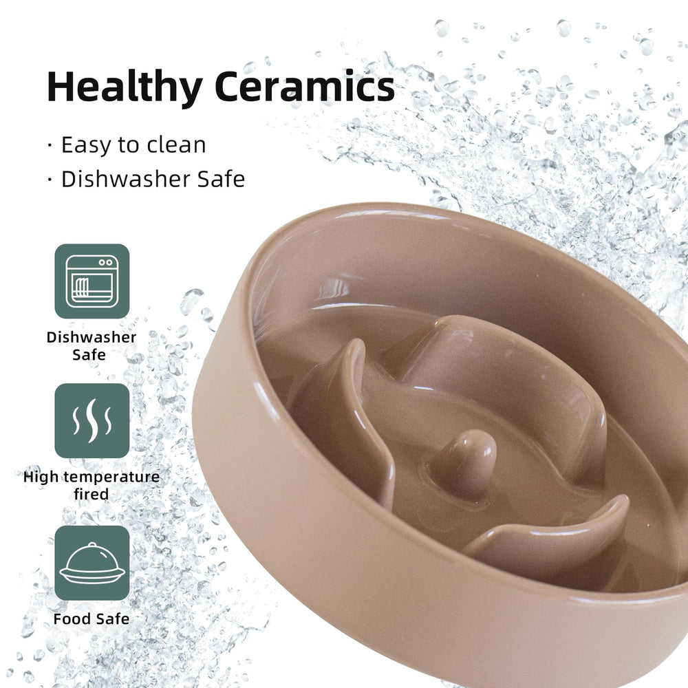 Havniva ceramic slow feeder brown coffee color complements small dogs