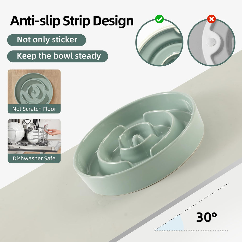 Havniva Ceramic Slow Feeder Bowl anti-slip base keeps bowl stable during meals