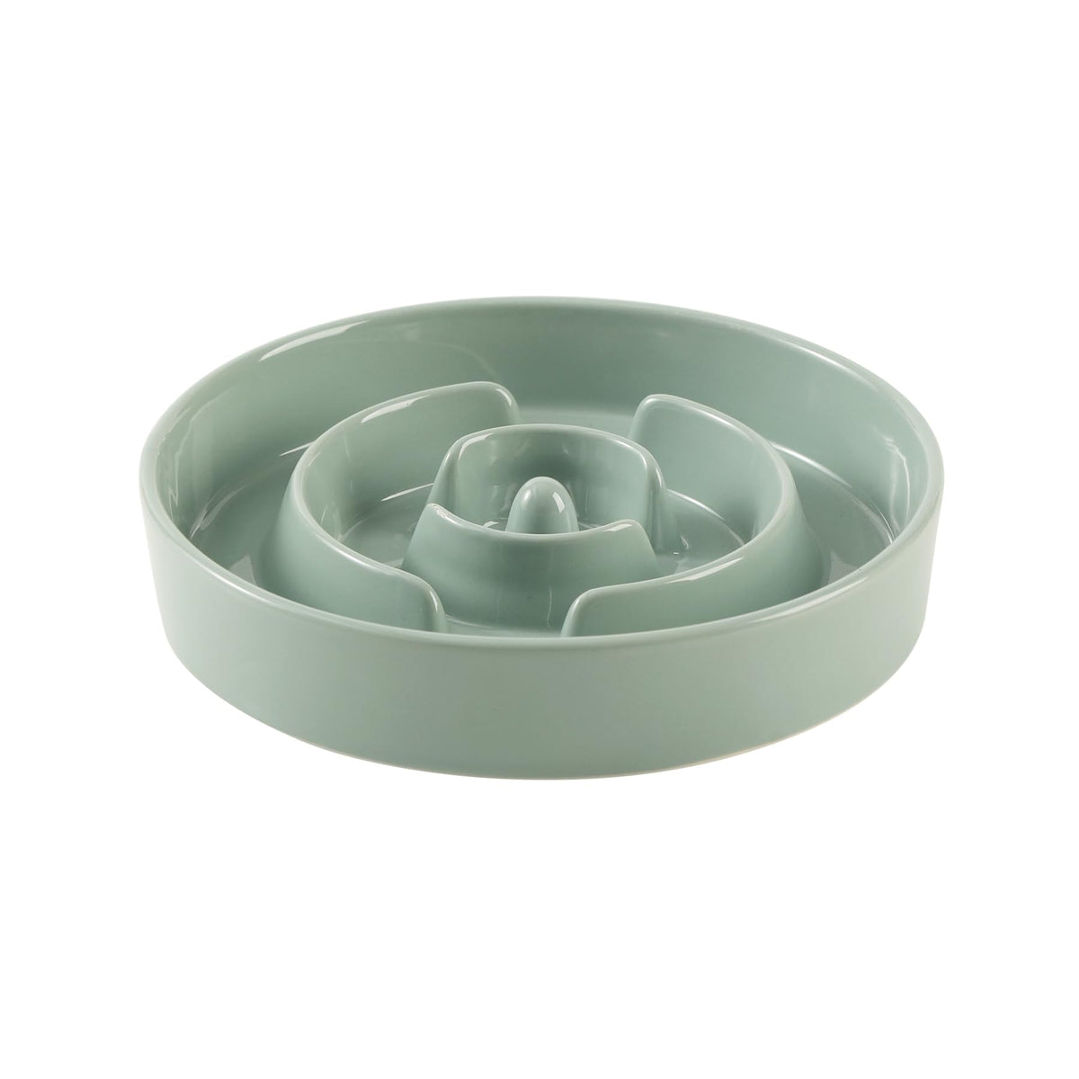 Havniva Ceramic Slow Feeder Bowl full view in light green supports mindful eating