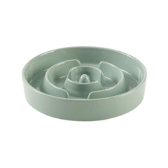Havniva Ceramic Slow Feeder Bowl full view in light green supports mindful eating