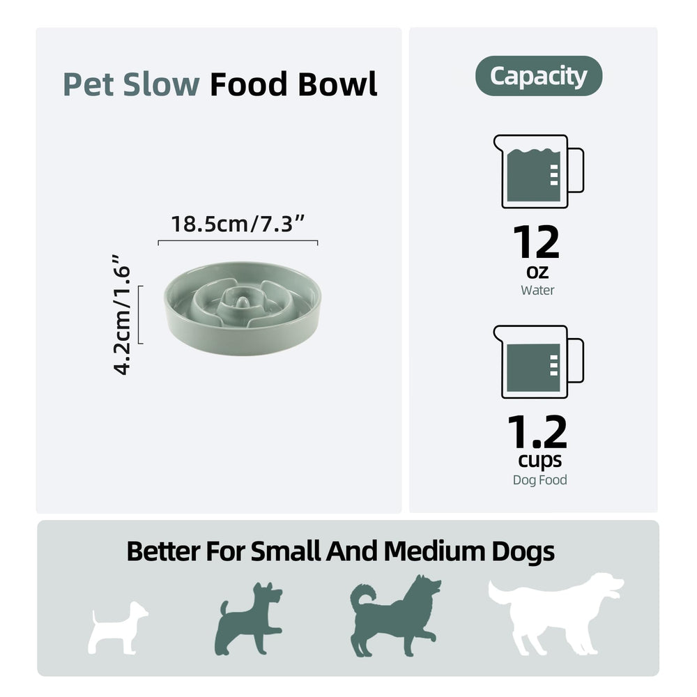 Havniva Ceramic Slow Feeder Bowl side view shows anti-slip base to reduce spills