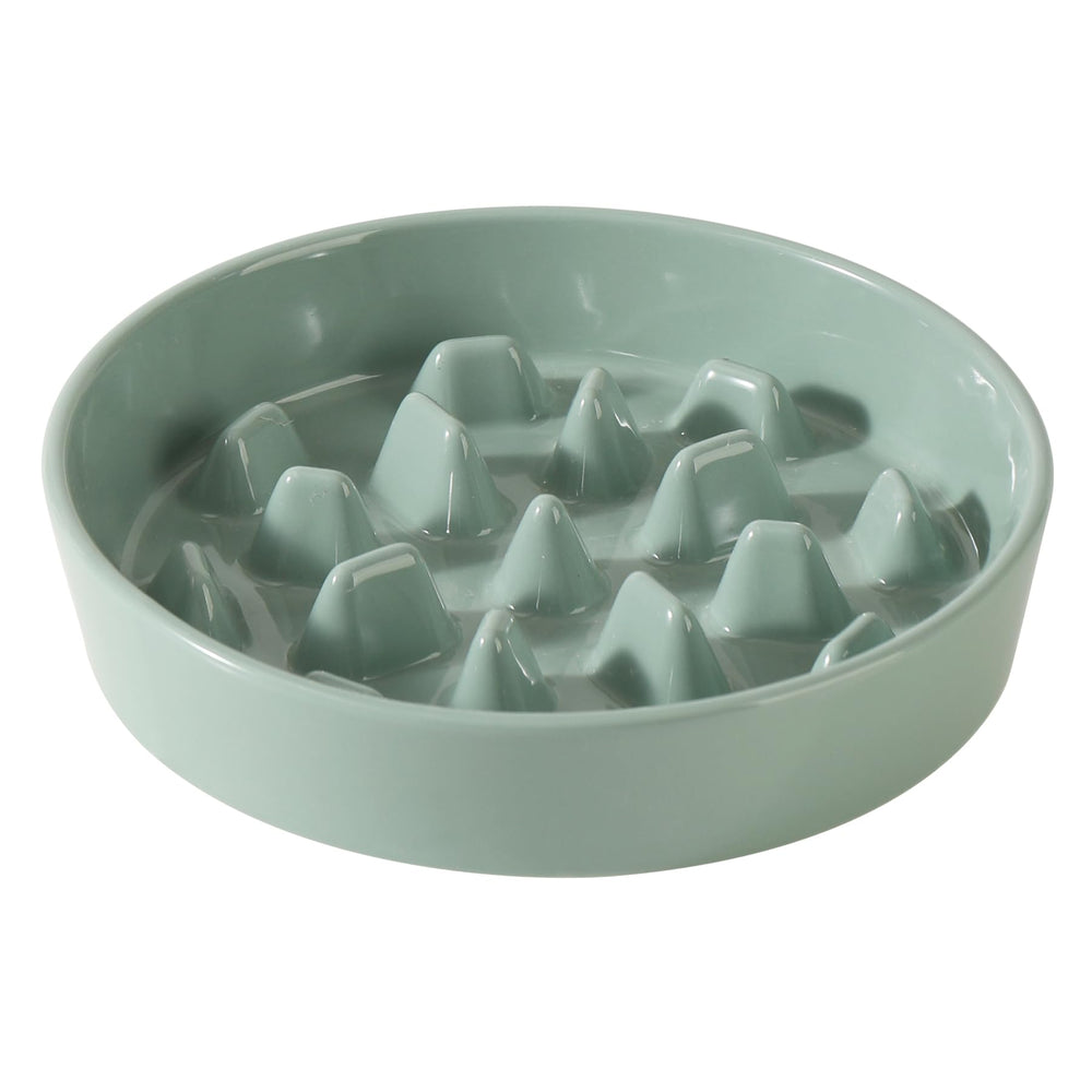 Havniva ceramic slow-feeder dog bowl with ridges to slow eating.
