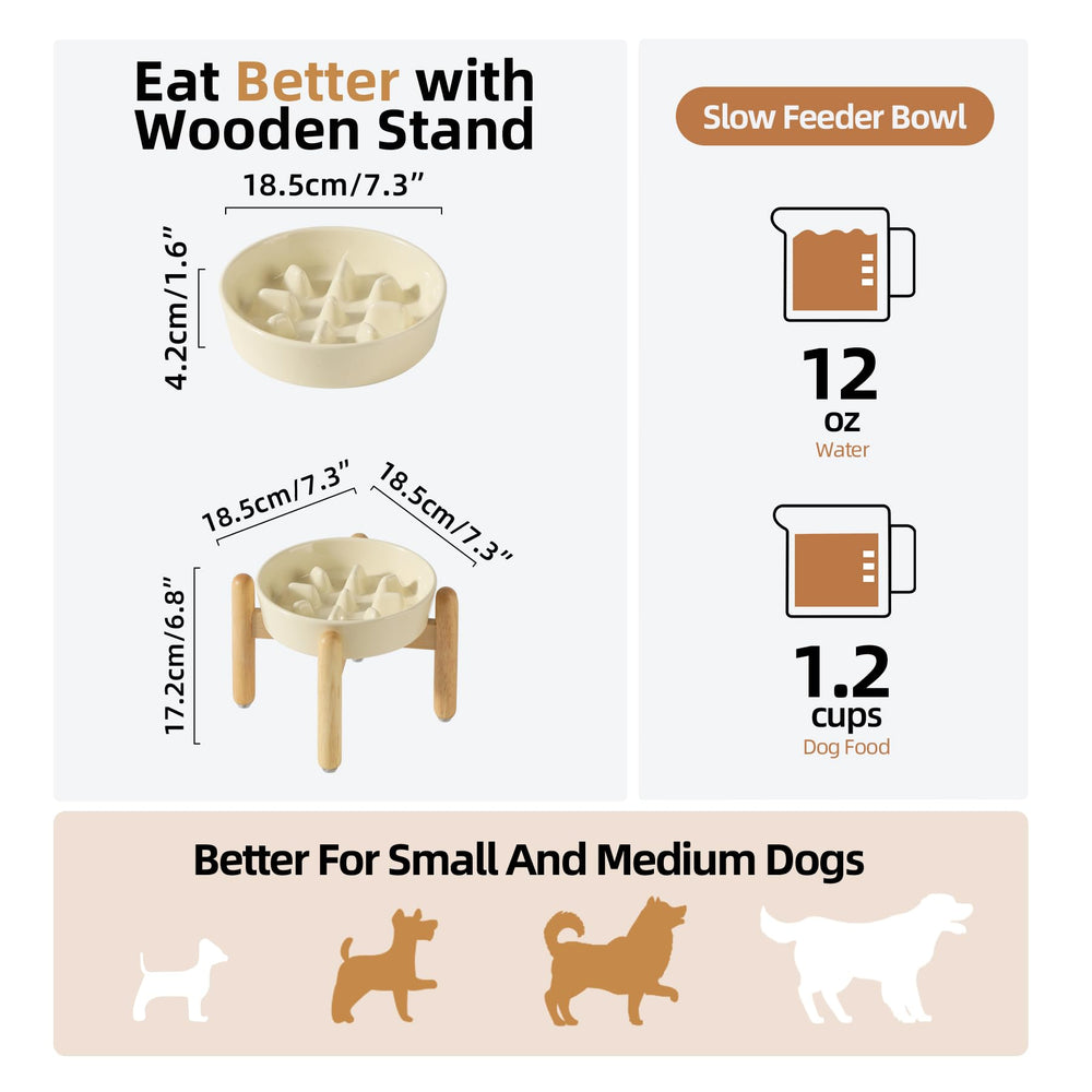 Havniva ceramic-slow-feeder-wooden-stand provides sturdy elevated feeding for better posture