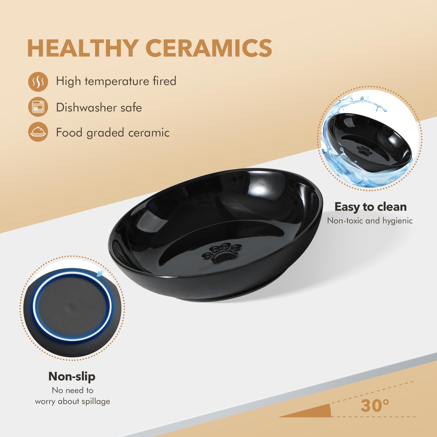 Havniva ceramic bowls feature anti-slip edge to prevent sliding during meals.