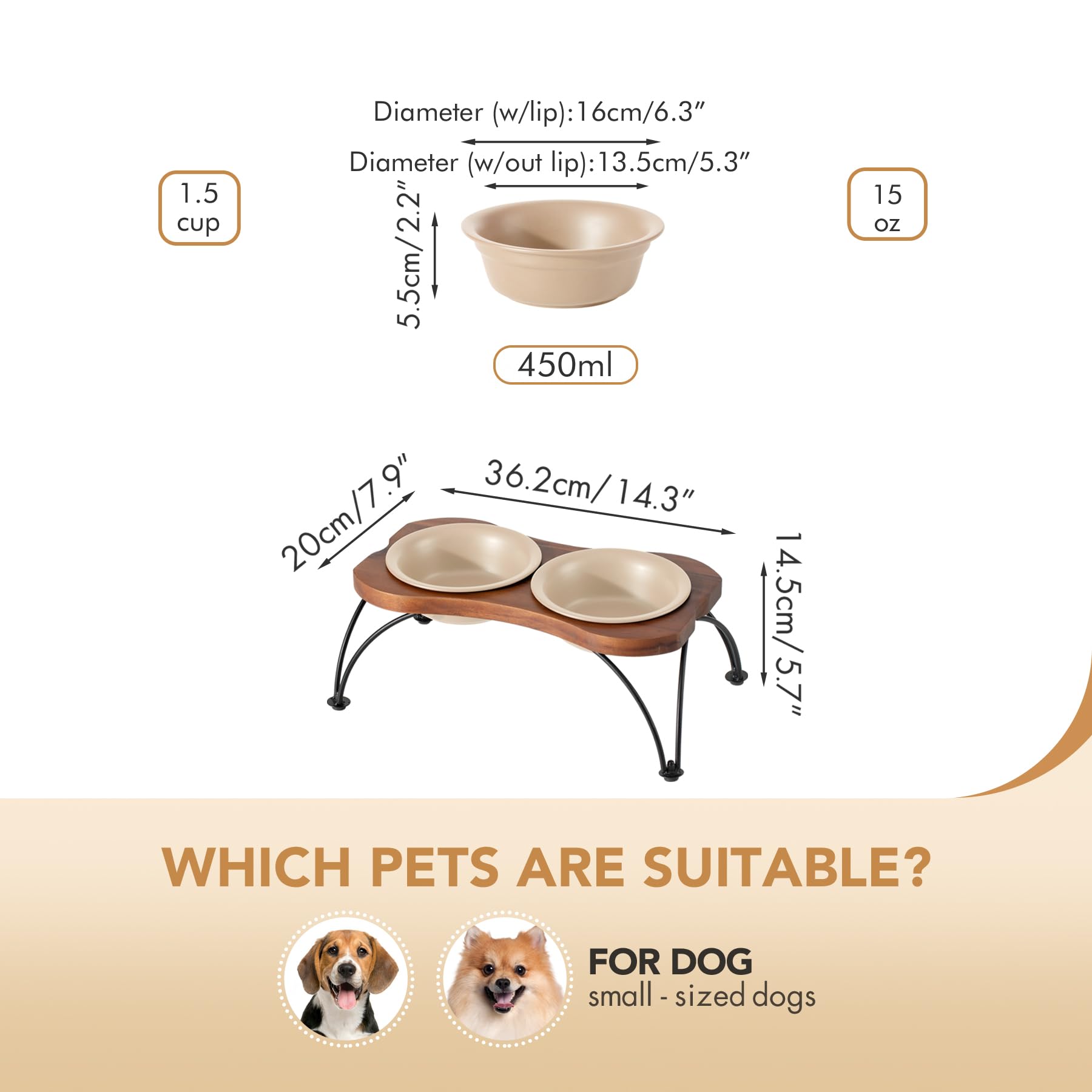 Havniva dog bowl stand with non-slip base improves stability during feeding.