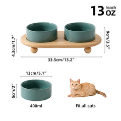 Havniva dual bowls dark green dining setup emphasizes convenient food and water access.
