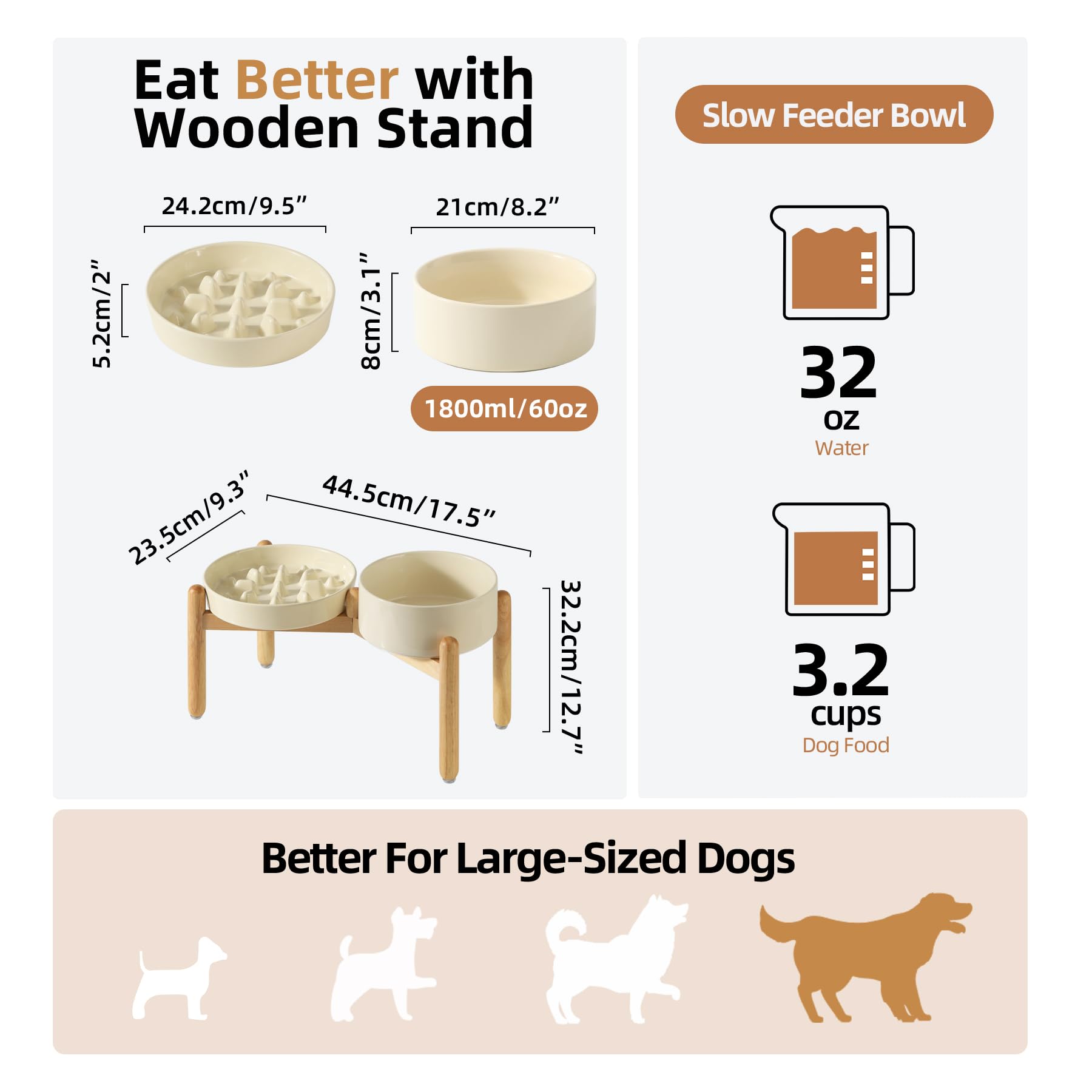 Havniva elevated dog bowl 8.2-inch height for comfortable feeding posture.