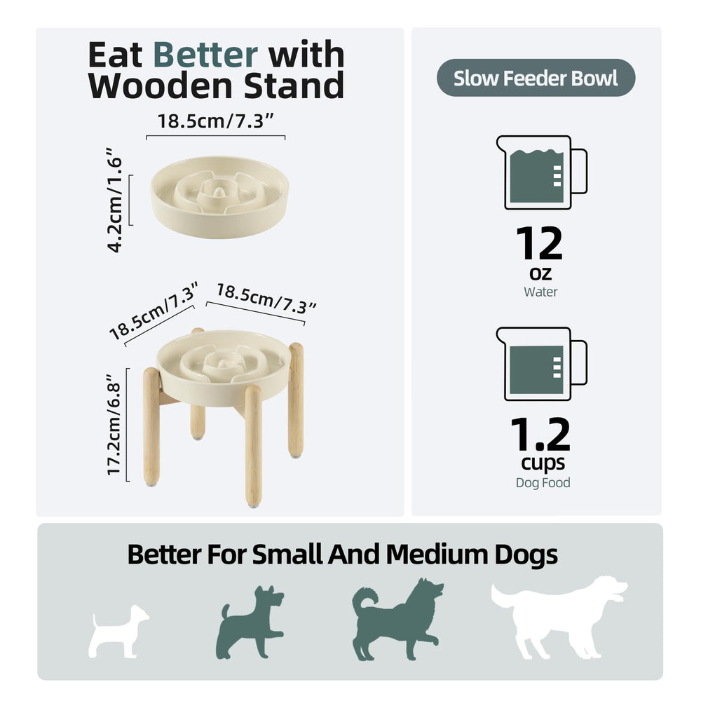 Havniva elevated wooden stand supports comfortable eating for small and medium dogs.