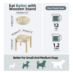 Havniva elevated wooden stand supports comfortable eating for small and medium dogs.