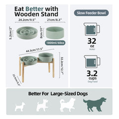 Havniva elevated wooden stand provides comfortable feeding height for large dogs.