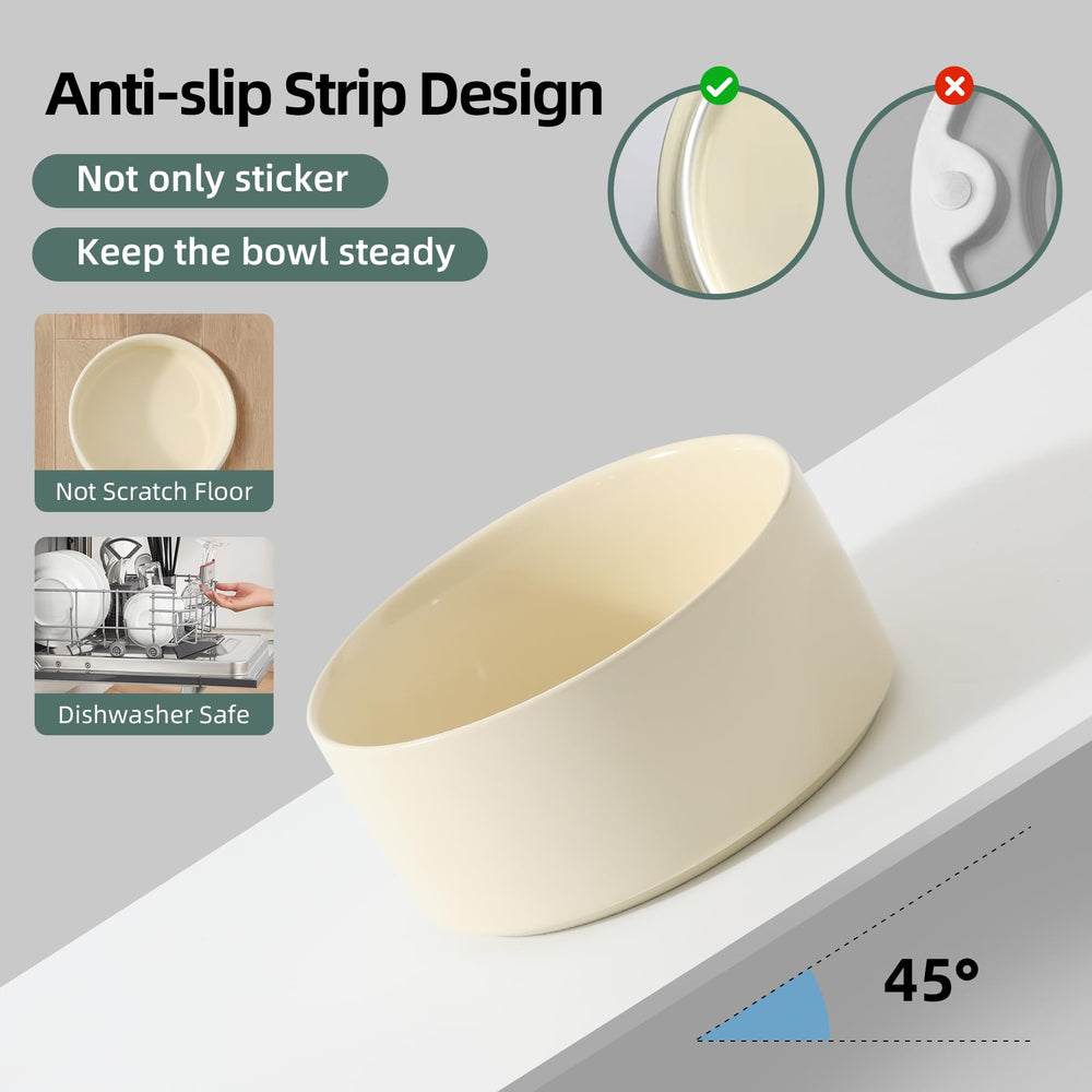 Havniva ceramic pet feeder with non-slip base prevents sliding.
