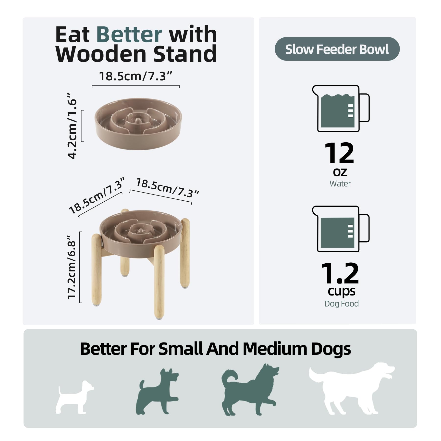 Havniva raised wooden stand supports comfortable eating posture for small and medium dogs.