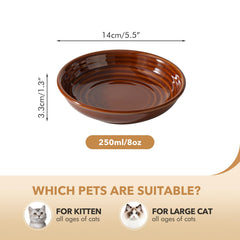 Havniva three-piece cat bowls in caramel brown with anti-slip bases for stable feeding.