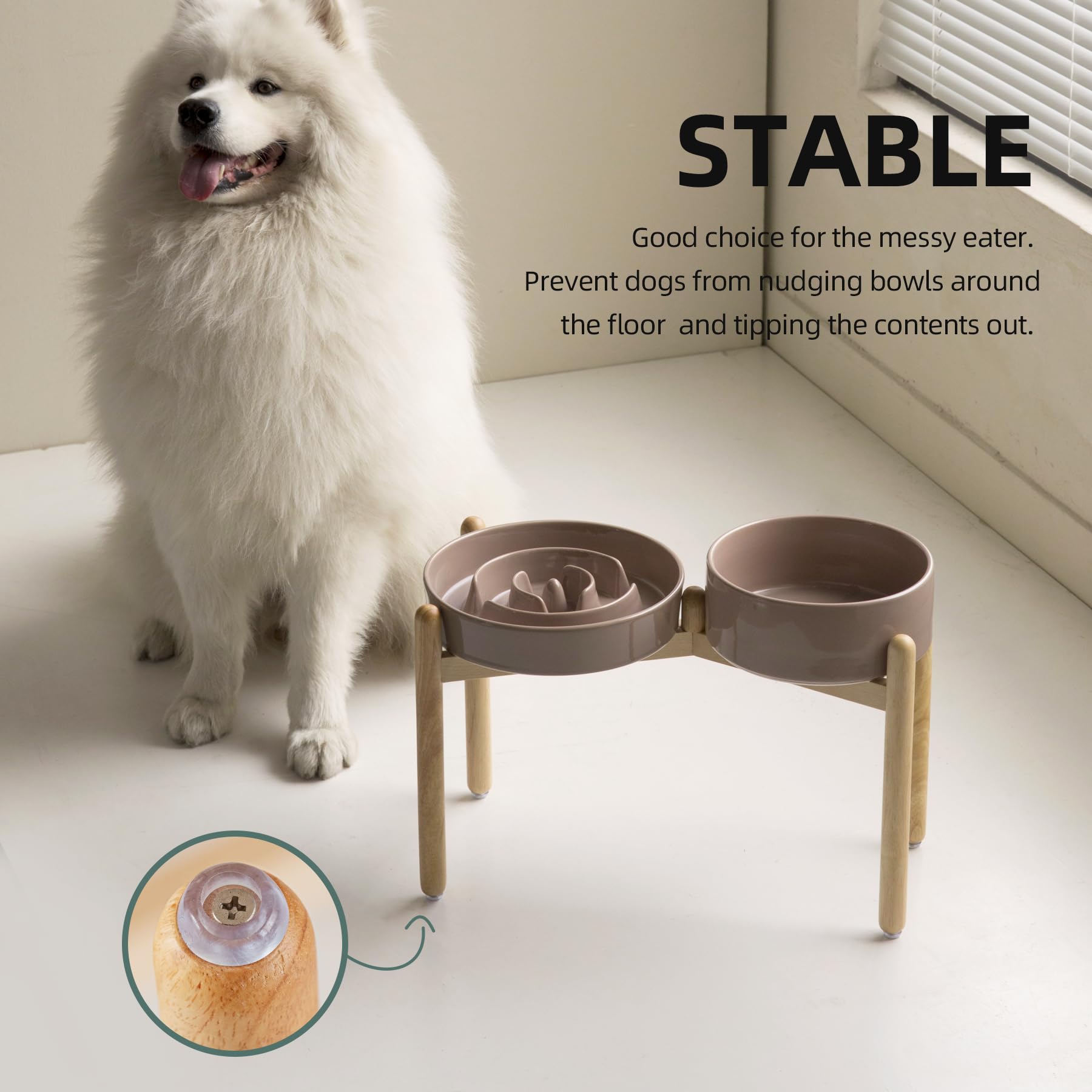 Havniva two-bowl feeding setup for multi-dog households with anti-gulp design.