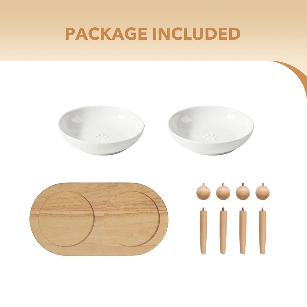 Havniva two-dish set on a stand for an organized mealtime setup