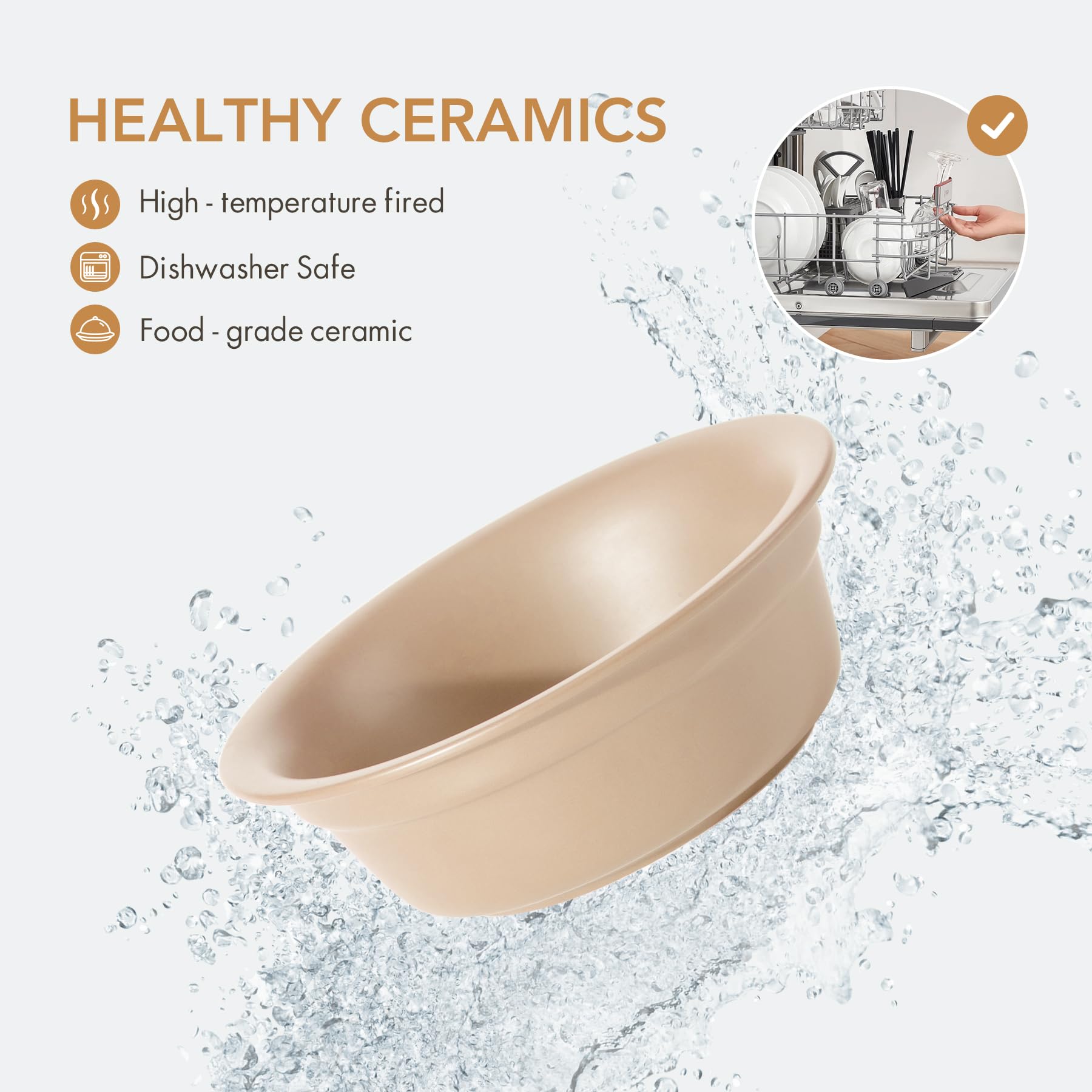 Havniva wide-opening ceramic bowls offer easy access to food and water.
