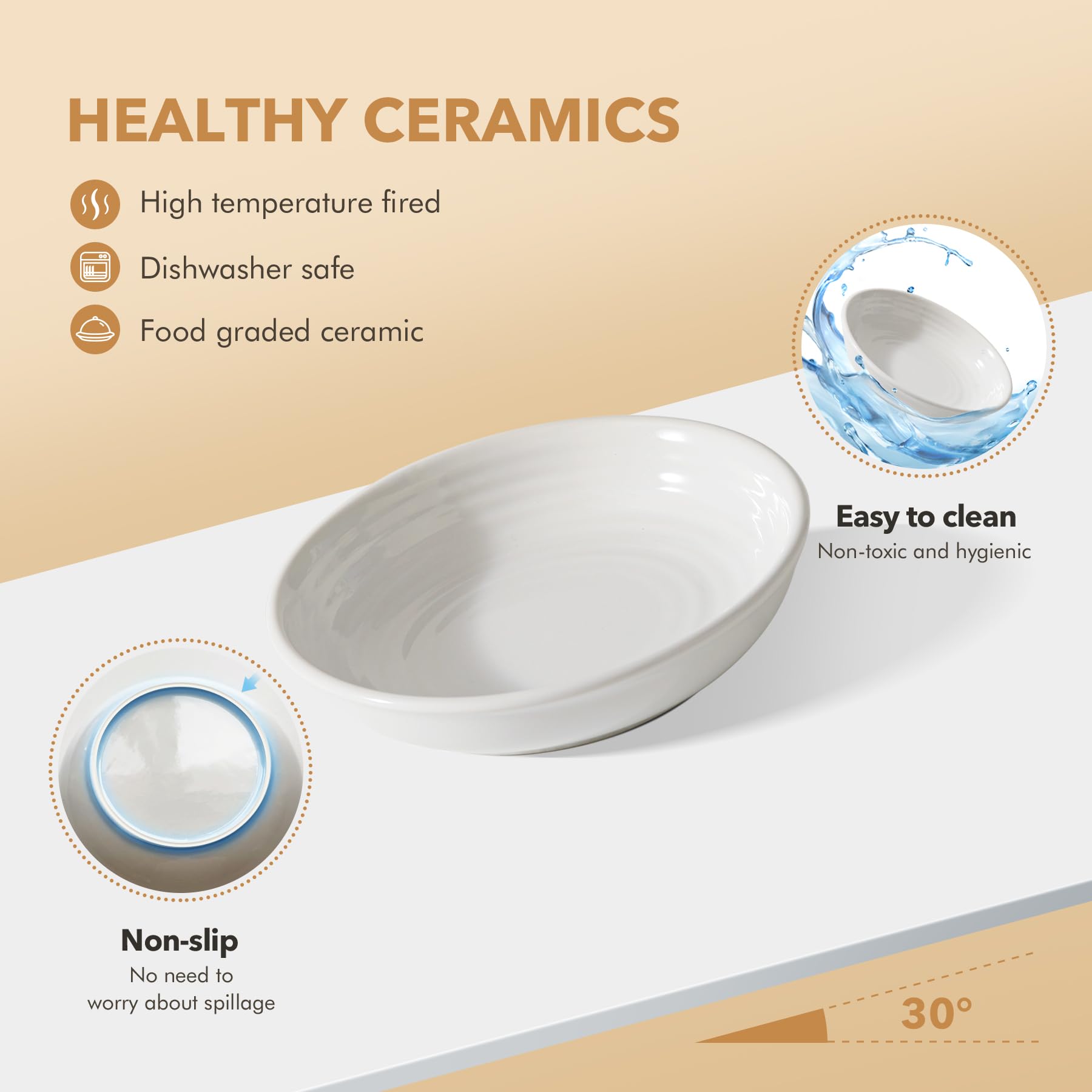 Havniva wide shallow bowl improves whisker clearance and reduces face contact.