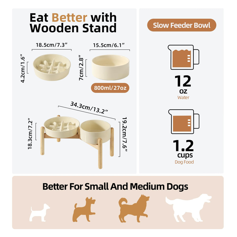 Havniva wooden stand elevates bowls for comfortable, ergonomic feeding posture.