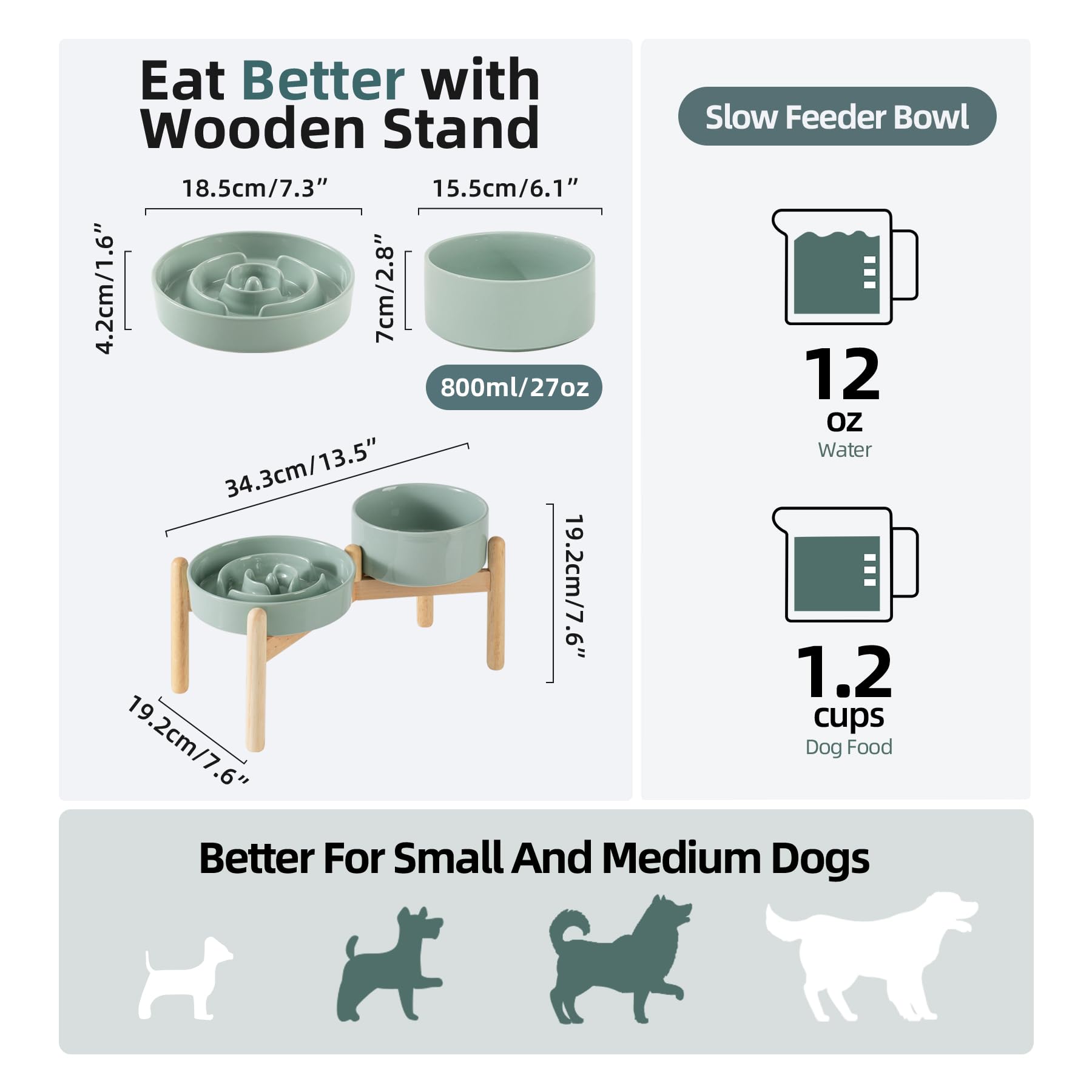 Havniva wooden stand with bowls elevates feeding for comfortable posture