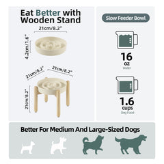 Havniva wooden stand elevates bowls for improved neck comfort during meals