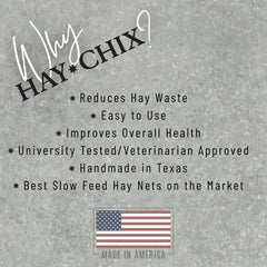 Hay Chix rope and Hoggle closure system secures the net