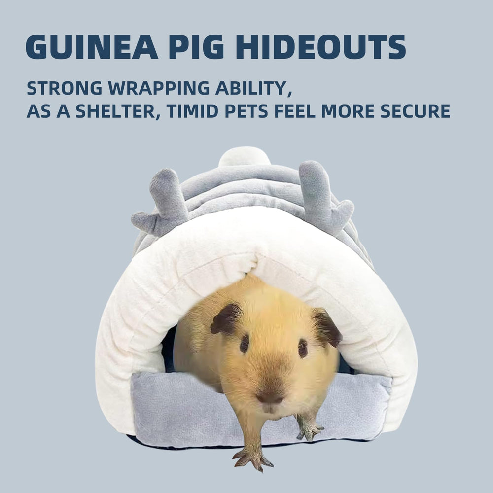 Hay Natural Guinea Pig Hideout gray large inside view showing plush cushion.