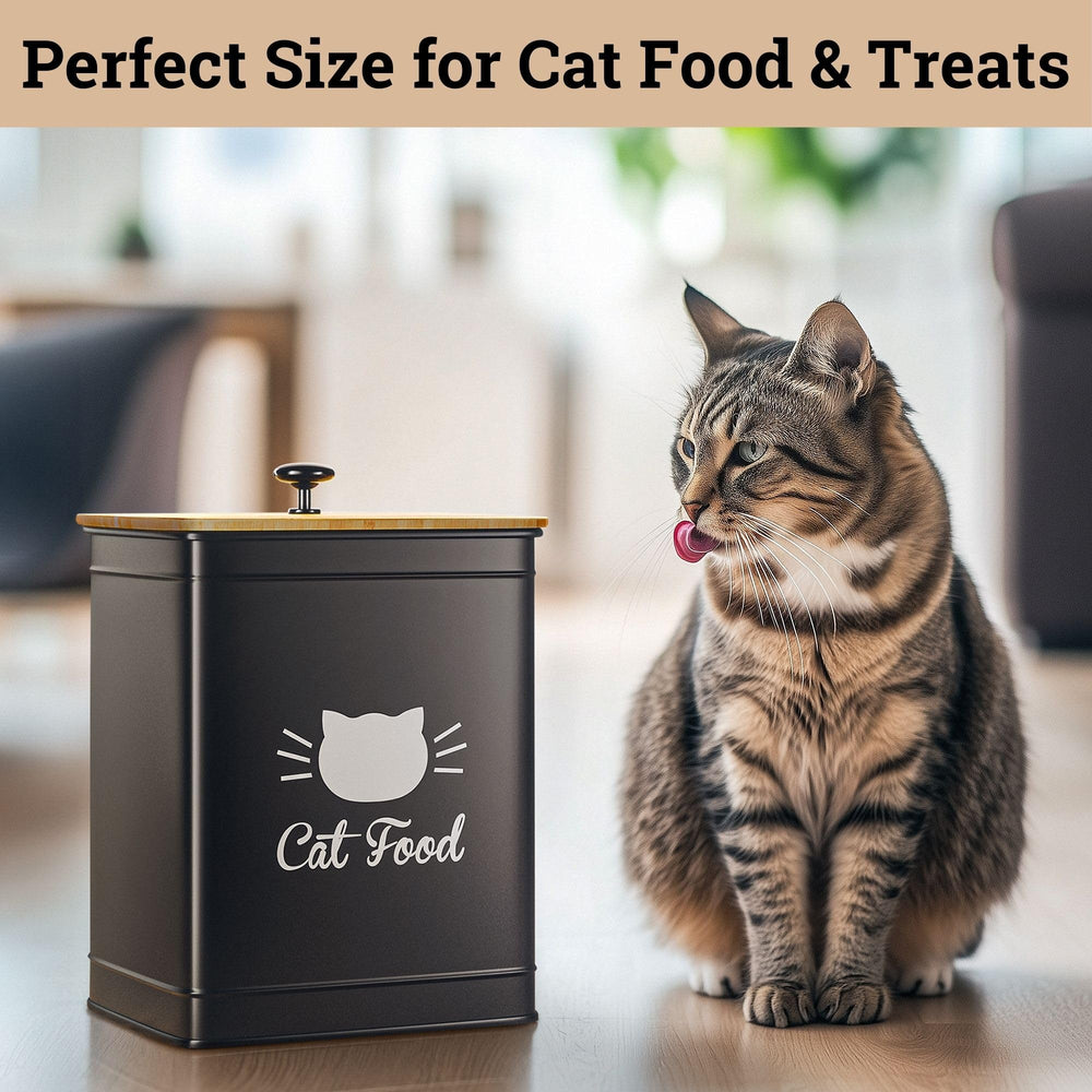 HB Design Co cat food container has a decorative matte finish suitable for any decor.