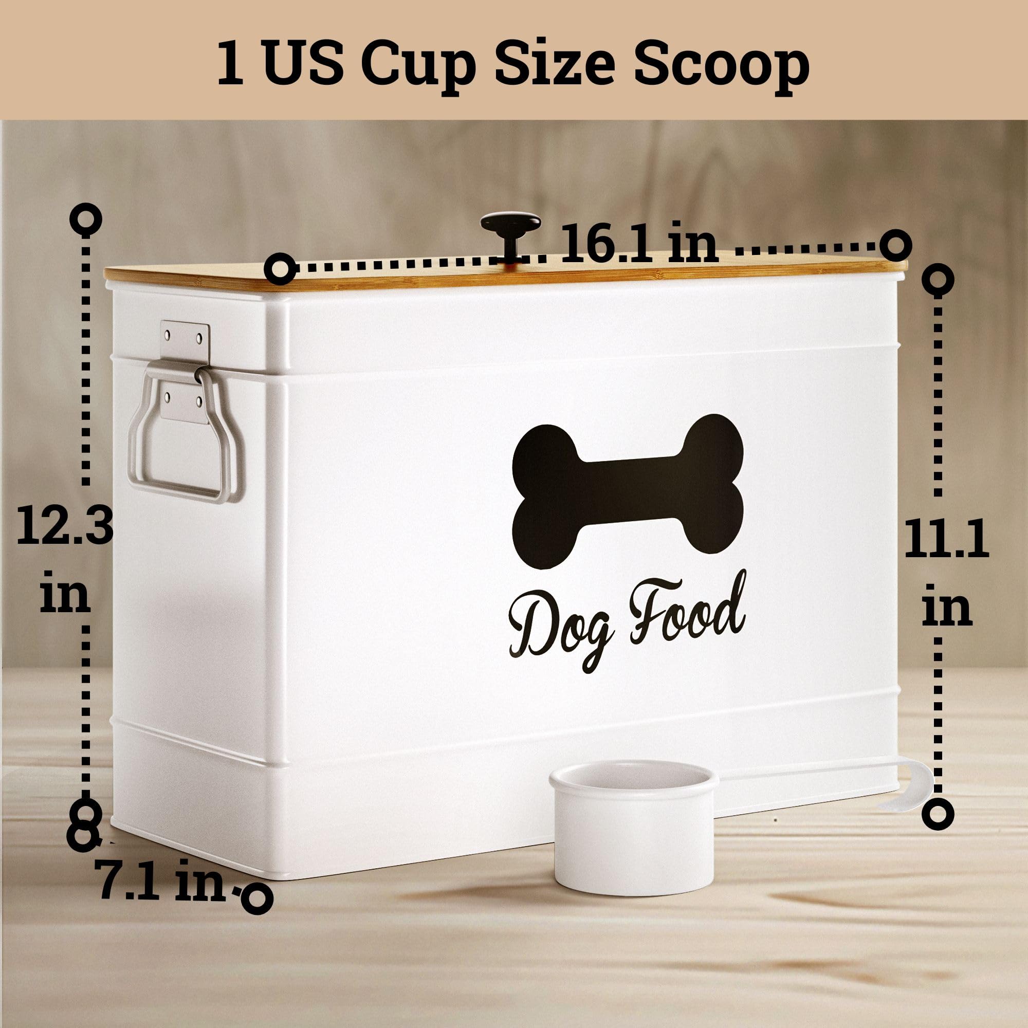 HB Design Co 15 lb capacity container sized for large dogs up to 100 lbs.