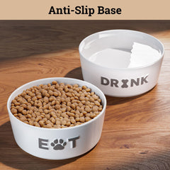 HB Design Co dishwasher-safe ceramic dog bowls for easy cleaning.