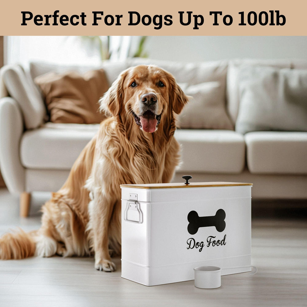 HB Design Co decorative matte white storage jar fits modern kitchen and pet areas.