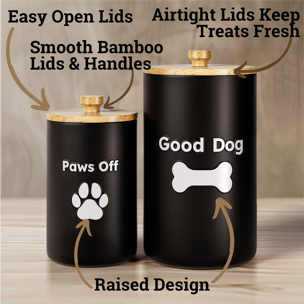 HB Design Co dog treat container 7x4 inch ideal for smaller treats.