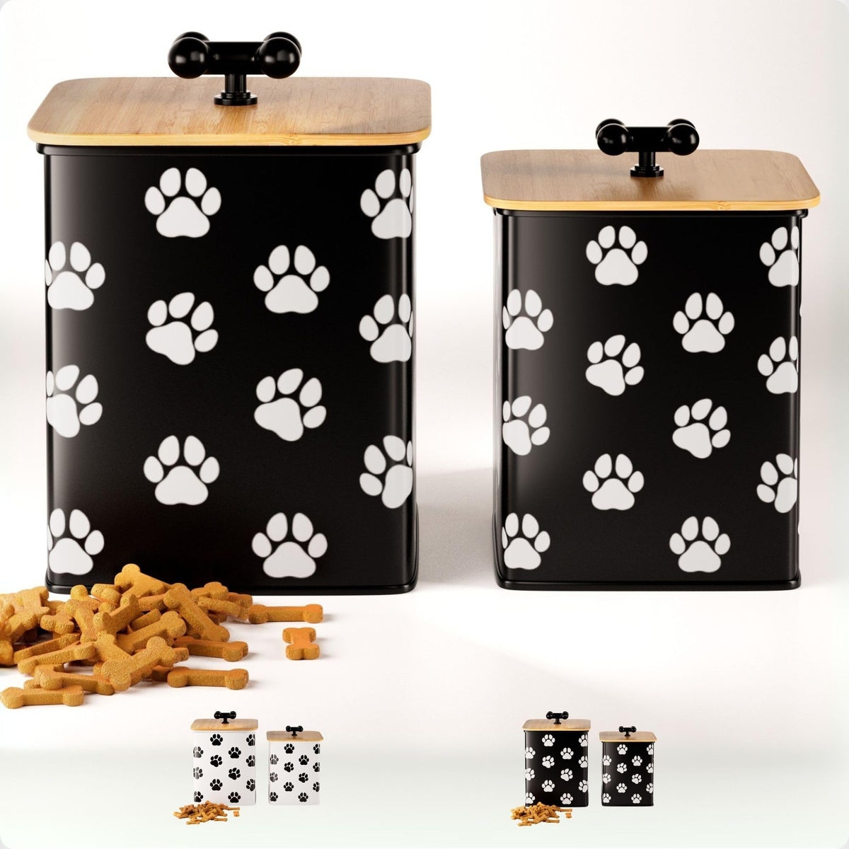 HB Design Co dog treat container front view shows two airtight jars for easy access