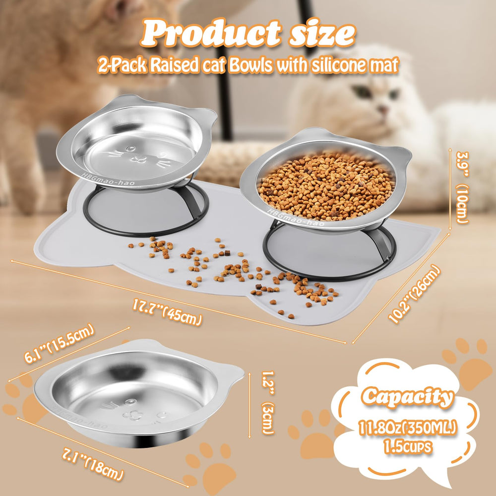 HBGmao-hao stainless steel dishes whisker-friendly design supports comfortable meals at home or travel.