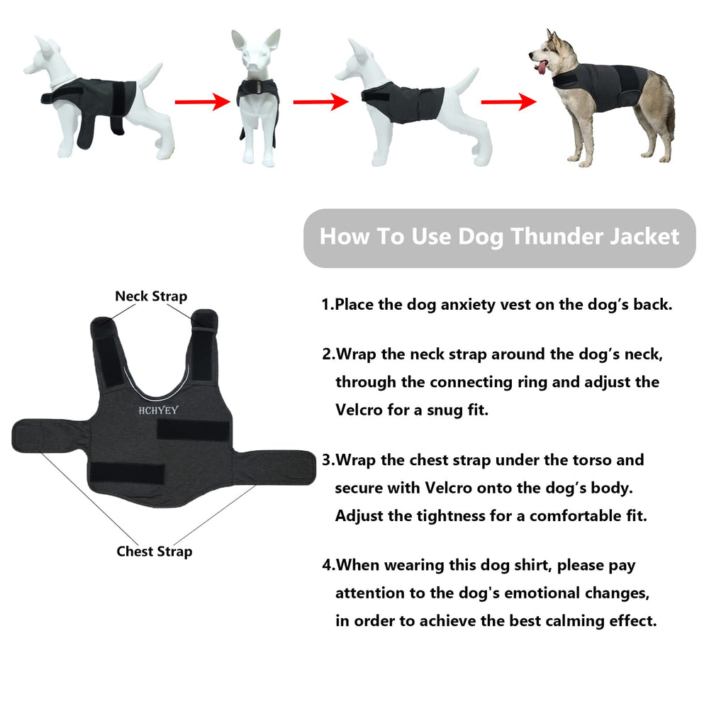 HCHHEY dog anxiety jacket back with reflective stripe for night visibility.