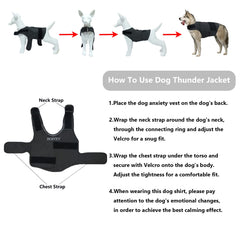 HCHHEY dog anxiety jacket back with reflective stripe for night visibility.