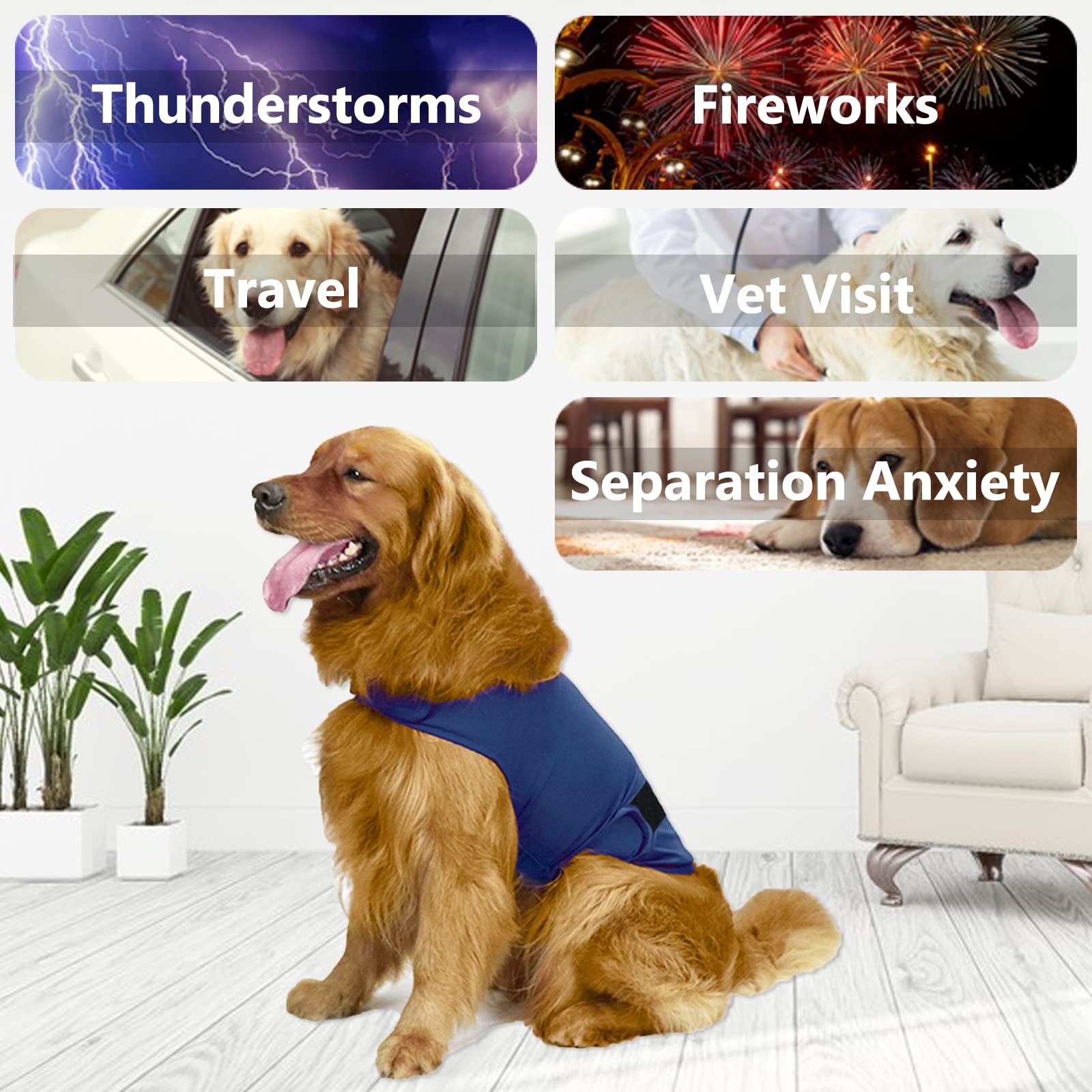 HCHYEY dog anxiety jacket Velcro closure for easy on/off.