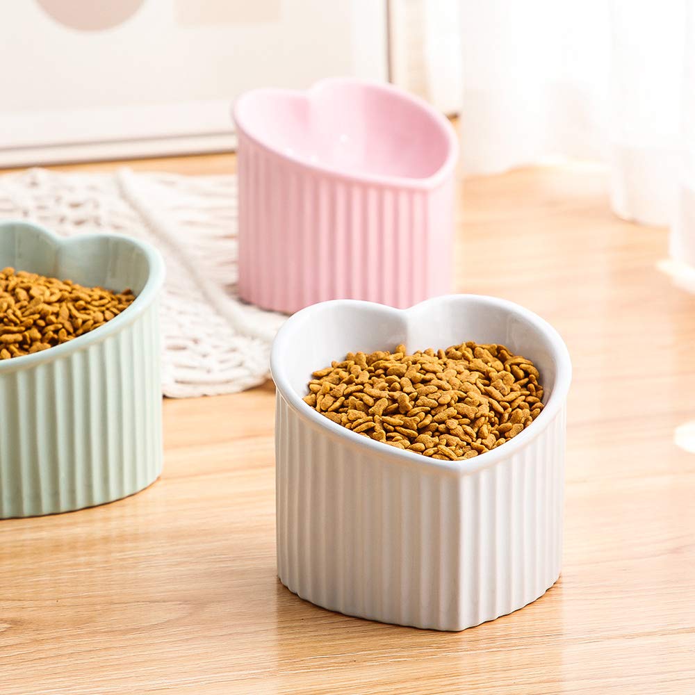 HCHLQLZ dishwasher-safe ceramic cat bowls for easy cleaning.