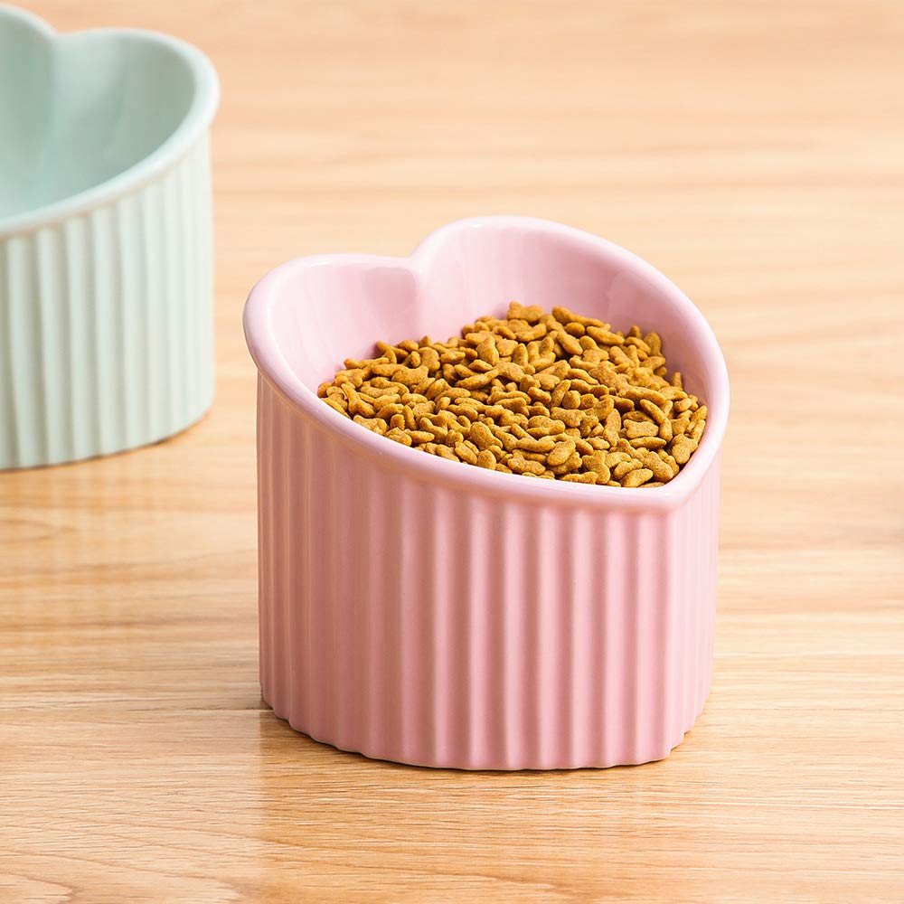 HCHLQLZ pink ceramic raised cat bowls backflow prevention feature to minimize spills