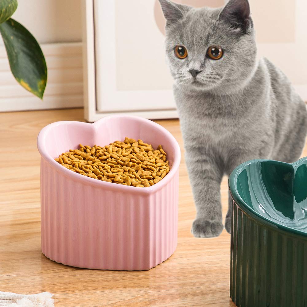 HCHLQLZ pink ceramic raised cat bowls lead and cadmium-free material
