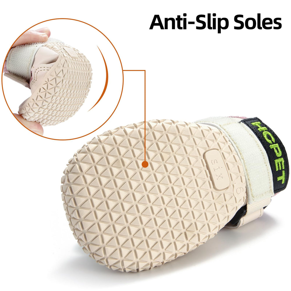 Hcpet dog boots pink paw protection demonstrates shield against hot pavement and stones.