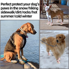 Hcpet dog boots pink reflective straps emphasize nighttime visibility and safety.