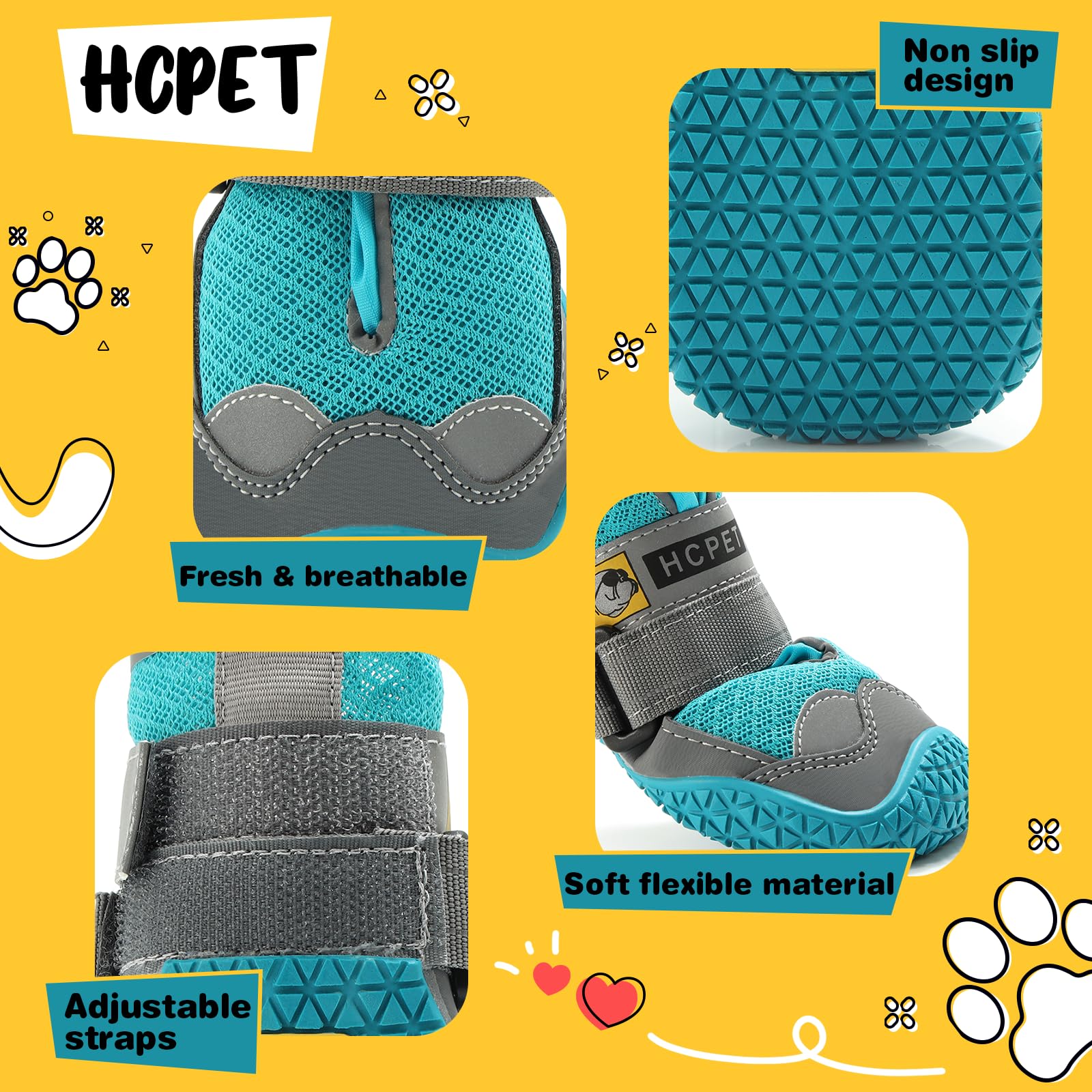 Hcpet dog shoes designed for hiking on wet or rocky trails