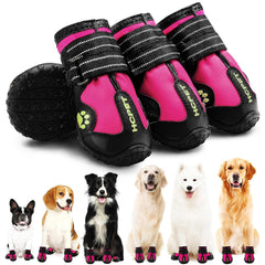 Hcpet pink fabric dog shoes close-up for paw protection and comfort.
