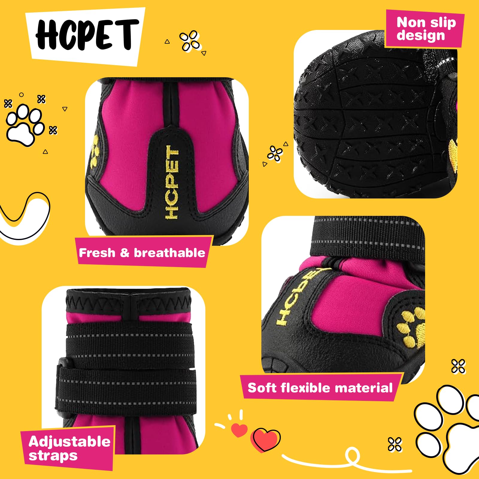 Hcpet pink size chart image guides fit for 52-68 lb dogs.