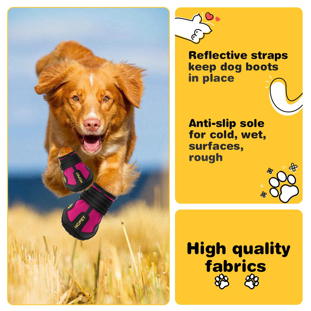 Hcpet pink waterproof fabric dog shoes showcase four-sided stretch and moisture protection.