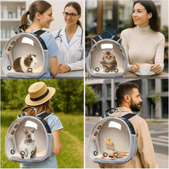 Hcupet Bunny Carrier transparent window image showing anxiety-reducing visibility.