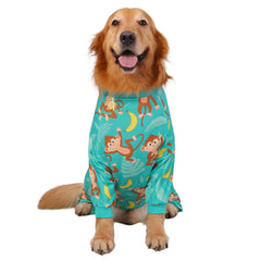 HDE dog pajamas closeup of stretchy fabric enabling comfortable movement.