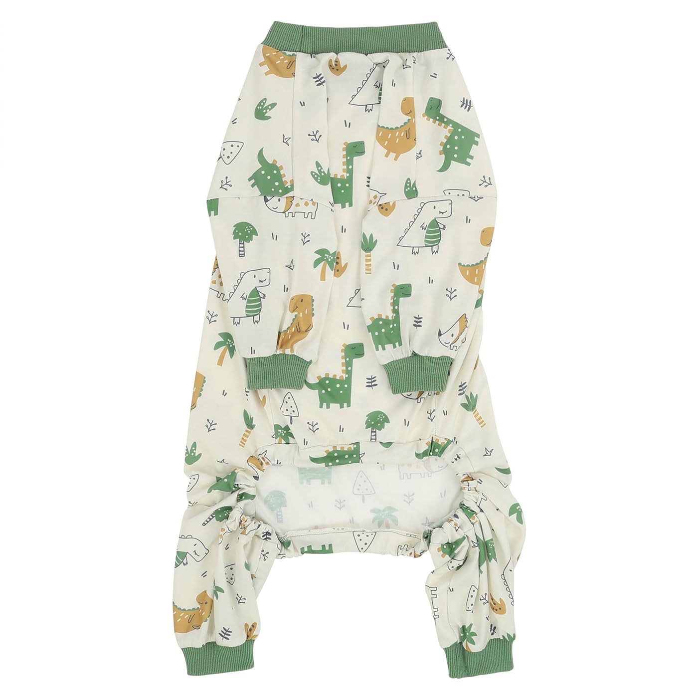 HDE dog pajamas forest-dinos elastic cuffs prevent slipping during play