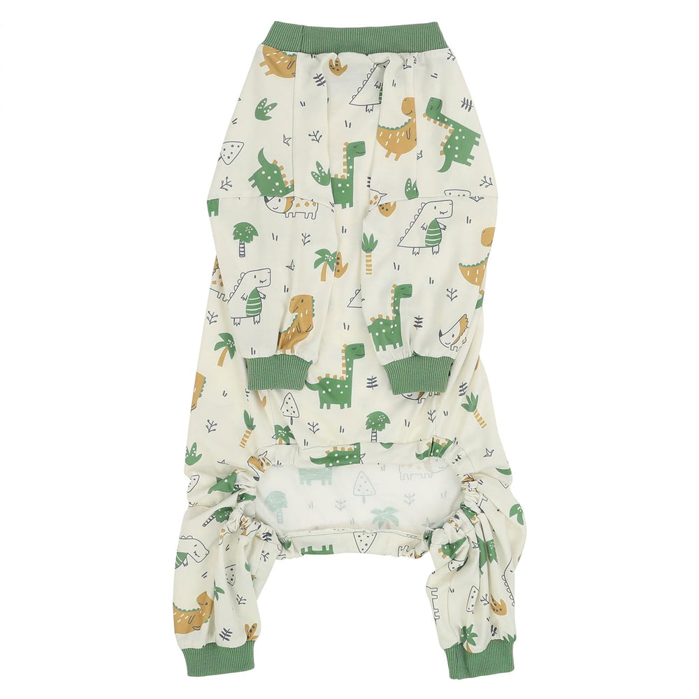 HDE dog pajamas forest-dinos elastic cuffs prevent slipping during play