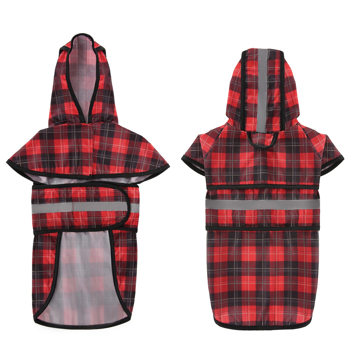 HDE Dog Raincoat adjustable-belly-strap secures a comfortable fit on most dogs.